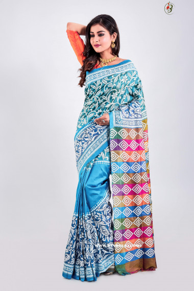 Rupsi - Multi Color Kantha Stitch Saree